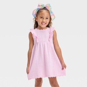 Cat & Jack Toddler Girls' Sweater Ruffle Dress -Light pink 3T Sleeveless NWT
